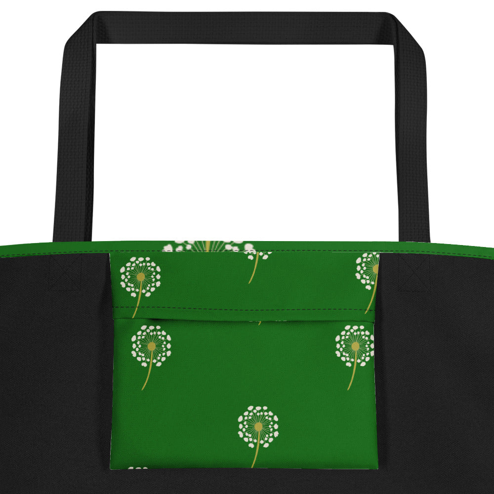 dandelions Green Large Tote Bag