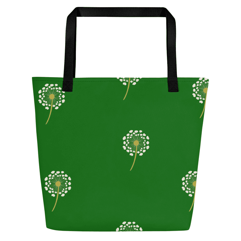 dandelions Green Large Tote Bag